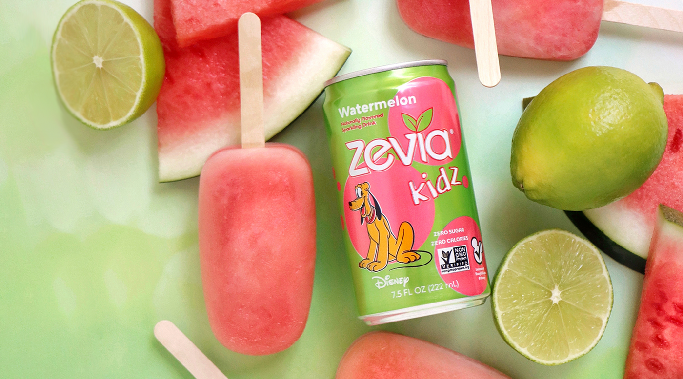 Fizzy Watermelon Lime Frozen Pops with Zevia Kidz Watermelon