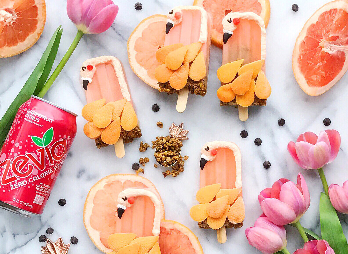 Flamingo Grapefruit Citrus Yogurt Popsicles