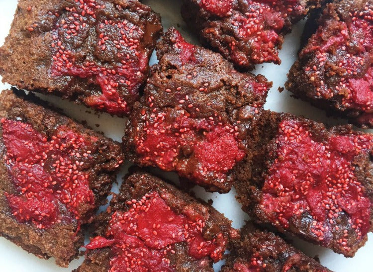 Dark Chocolate Strawberry Fudge Brownies