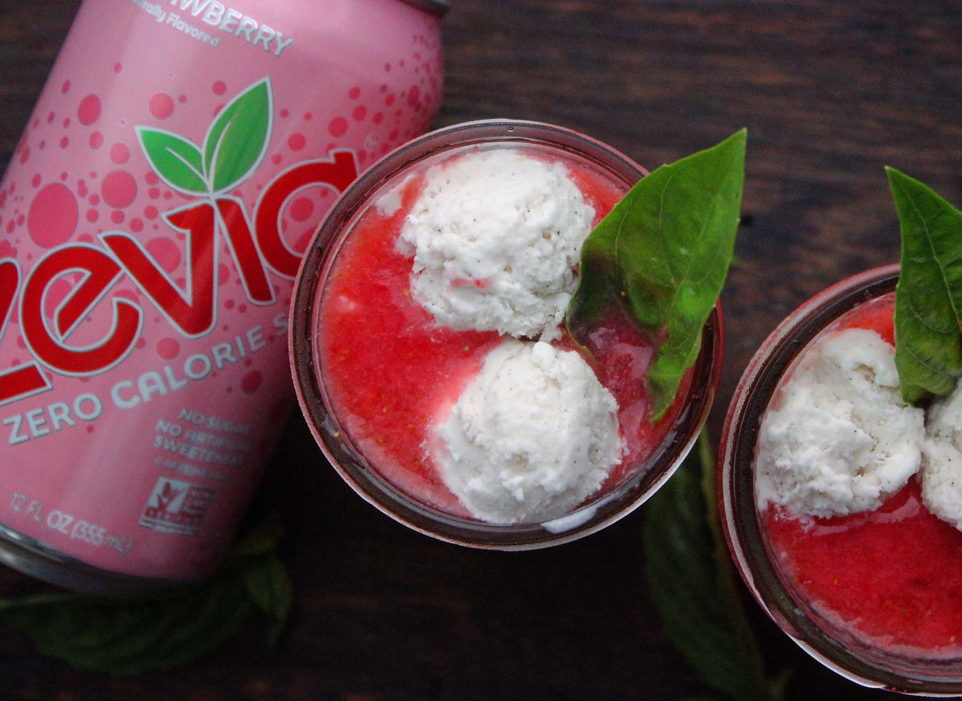 Strawberry Basil Coconut Cream Floats