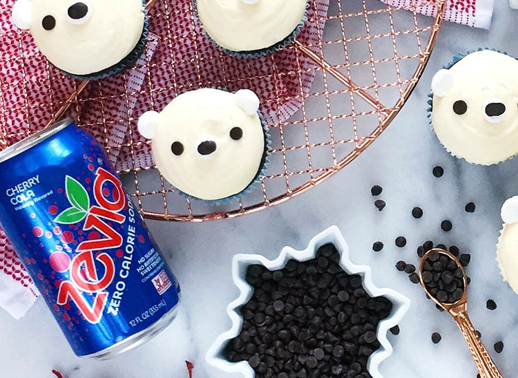 Polar Bear Chocolate Cherry Cola Cupcakes with Whipped Cream Cheese Frosting