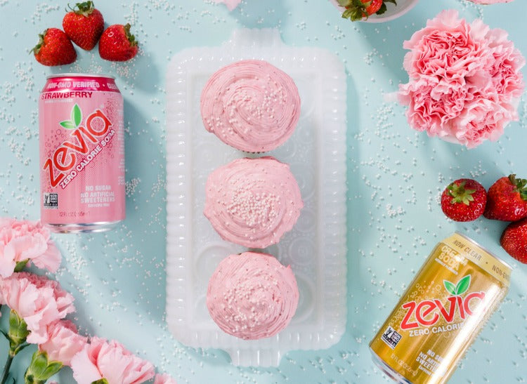 Zevia Strawberries and Cream Soda Cupcakes